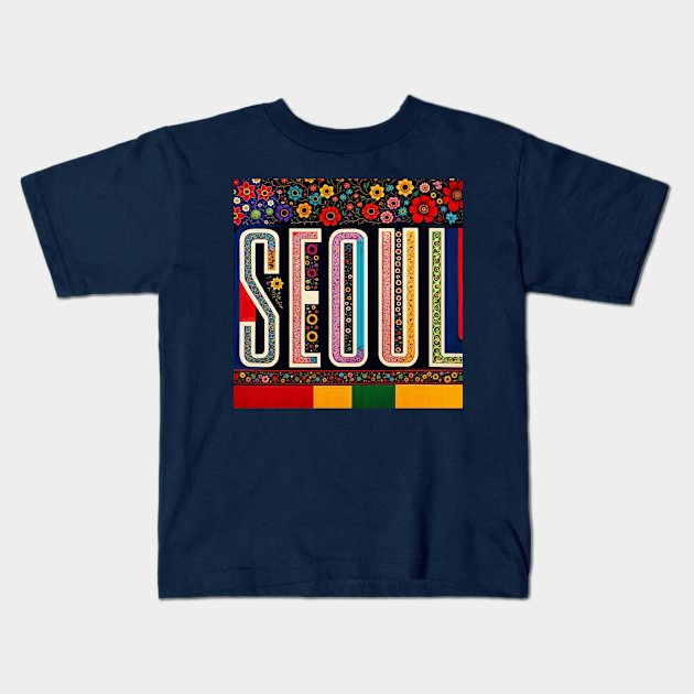 Seoul Hidden in Illustration of Flowers Quilt Tshirt Kids T-Shirt by ravel.live